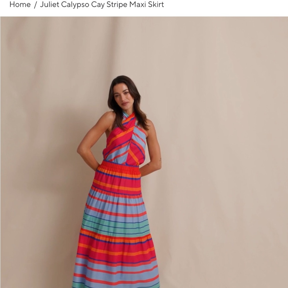 Southern Tide Multicolor Striped Maxi Skirt